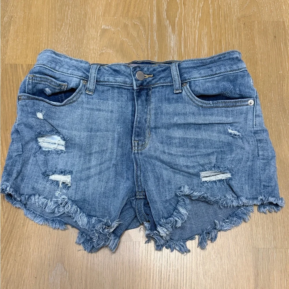 Just USA Distressed Raw Hem Denim Shorts Size 27/4